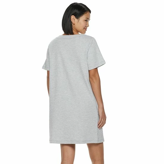 Women's Croft & Barrow® Waffle-Knit Zip-Front Short Sleeve Robe Gray - Image 2