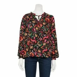 Women's Croft & Barrow® Tiered Textured Blouse Egret