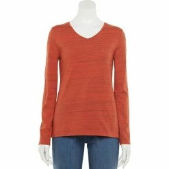 Women's Croft & Barrow® Essential Long Sleeve V-Neck Tee White Stripe -Croft & BarrowSales unnamed file 228