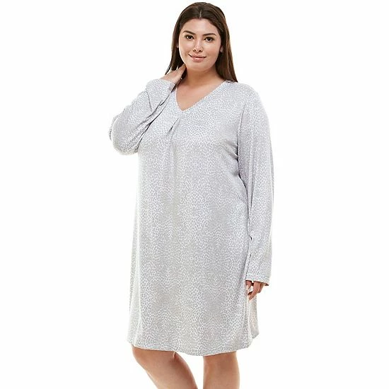 Plus Size Croft & Barrow® Whisperluxe Long Sleeve Sleepshirt Elaborate Hide - Image 3
