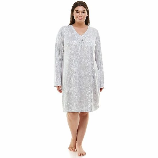 Plus Size Croft & Barrow® Whisperluxe Long Sleeve Sleepshirt Elaborate Hide - Image 6
