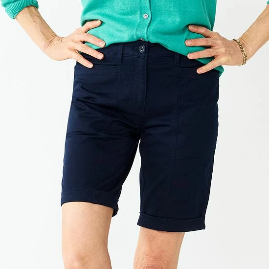 Women's Croft & Barrow® Comfort Waist Chino Shorts Navy - Image 6