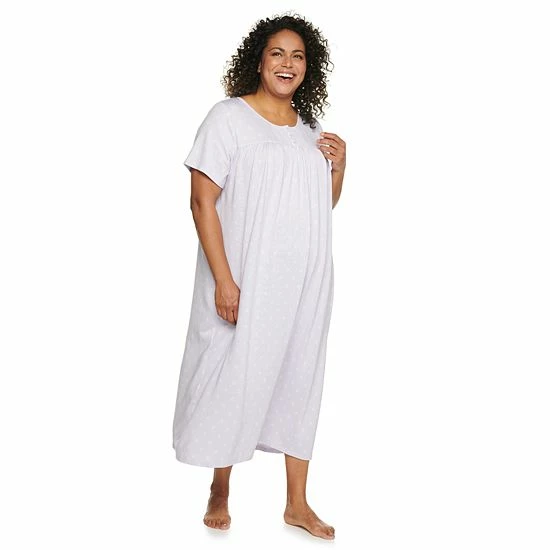 Plus Size Croft & Barrow® Short Sleeve Henley Nightgown Green Butterfly - Image 7