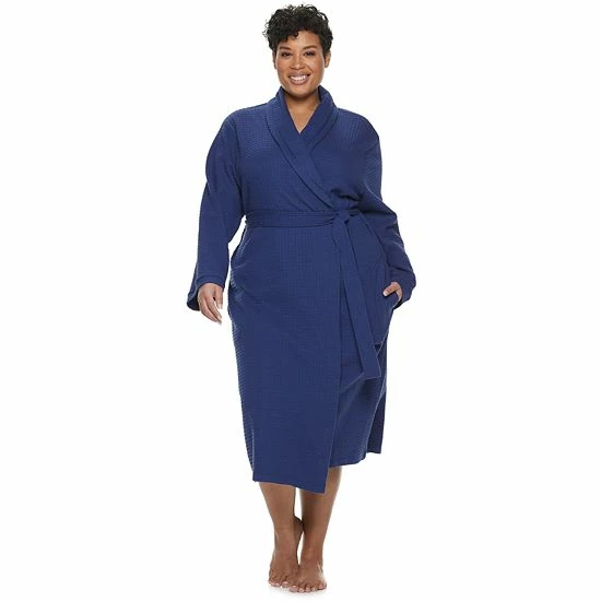 Plus Size Croft & Barrow® Shawl-Collar Waffle Robe White - Image 4