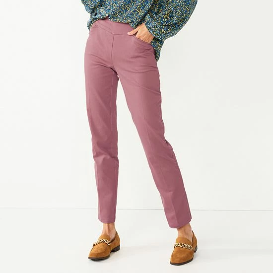 Petite Women's Croft & Barrow® Effortless Stretch Pull-On Straight Pants Cocoa - Image 3