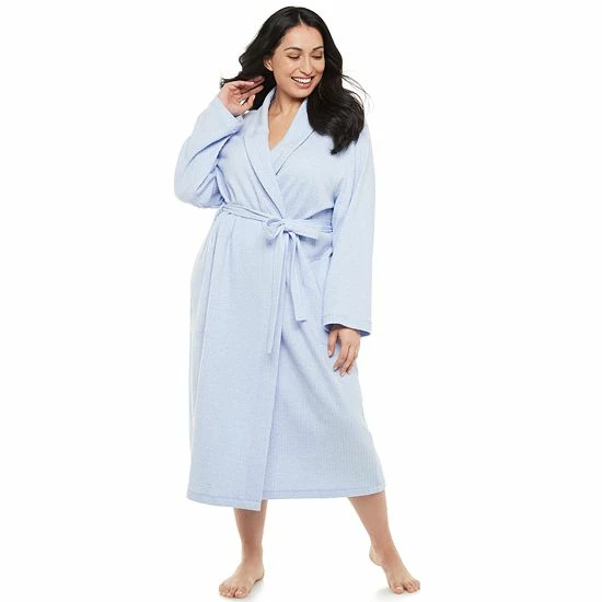 Plus Size Croft & Barrow® Shawl-Collar Waffle Robe White - Image 8
