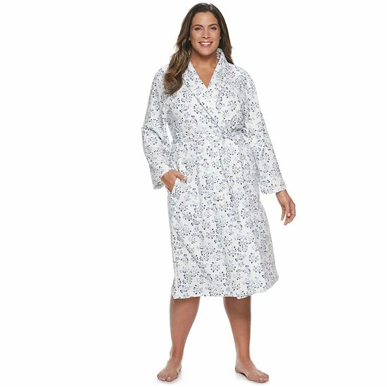 Plus Size Croft & Barrow® Shawl-Collar Waffle Robe White - Image 10