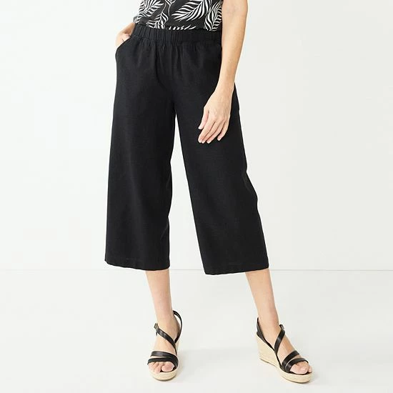 Women's Croft & Barrow® Wide-Leg Twill Crop Pants Chambray - Image 3
