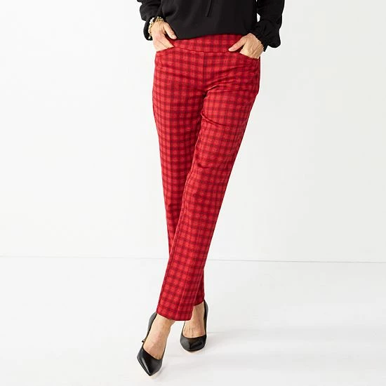 Petite Women's Croft & Barrow® Effortless Stretch Pull-On Straight Pants Cocoa - Image 8