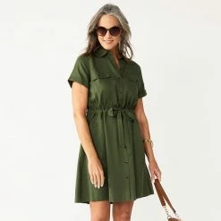 Women's Croft & Barrow® Utility Shirt Dress Watermelon