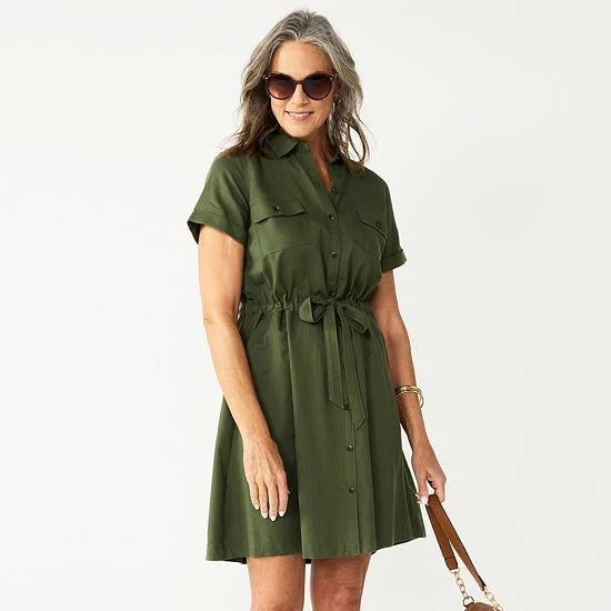 Women's Croft & Barrow® Utility Shirt Dress Watermelon