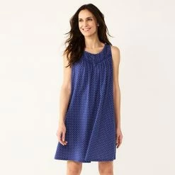 Women's Croft & Barrow® Sleeveless Nightgown White Blue Floral