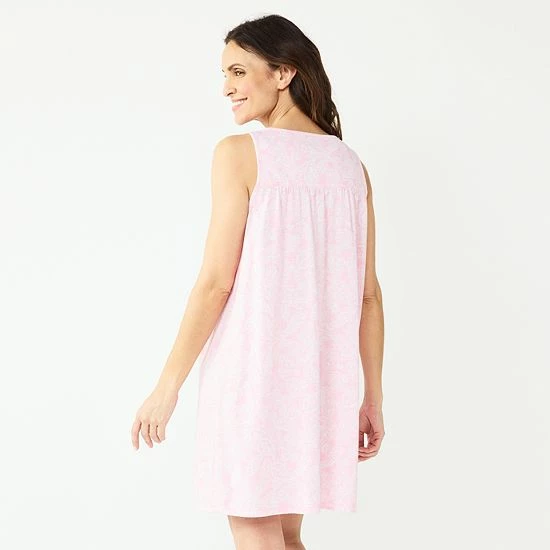 Women's Croft & Barrow® Sleeveless Nightgown White Blue Floral - Image 2