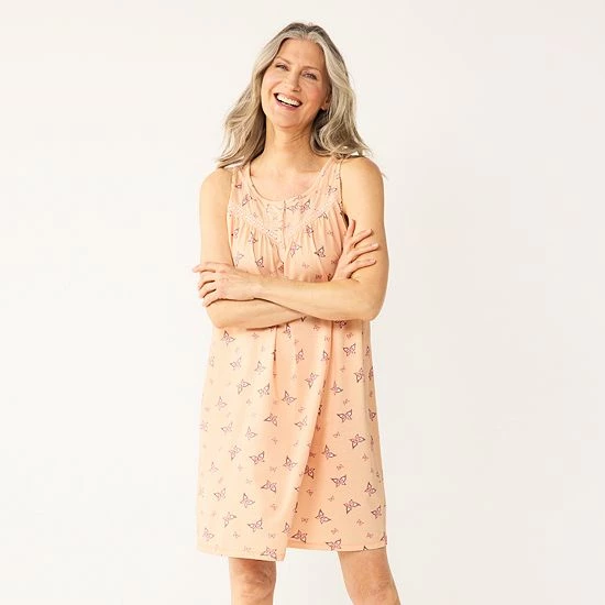 Women's Croft & Barrow® Sleeveless Nightgown White Blue Floral - Image 5