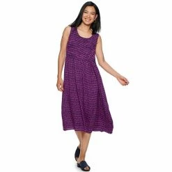 Women's Croft & Barrow® Smocked Swing Midi Dress Purple Paisley -Croft & BarrowSales unnamed file 2469