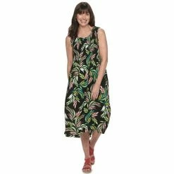 Women's Croft & Barrow® Smocked Swing Midi Dress Purple Paisley -Croft & BarrowSales unnamed file 2471