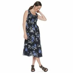 Women's Croft & Barrow® Smocked Swing Midi Dress Purple Paisley -Croft & BarrowSales unnamed file 2472