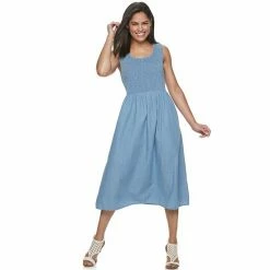 Women's Croft & Barrow® Smocked Swing Midi Dress Purple Paisley -Croft & BarrowSales unnamed file 2479