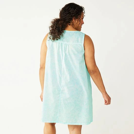 Plus Size Croft & Barrow® Cotton Woven Nightgown Navy Check - Image 2