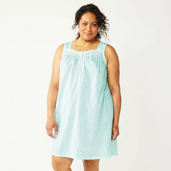 Plus Size Croft & Barrow® Cotton Woven Nightgown Navy Check - Image 6