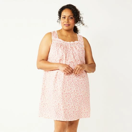 Plus Size Croft & Barrow® Cotton Woven Nightgown Navy Check - Image 7