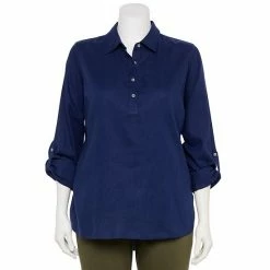 Plus Size Croft & Barrow® Linen-Blend Popover Tunic White -Croft & BarrowSales unnamed file 2557