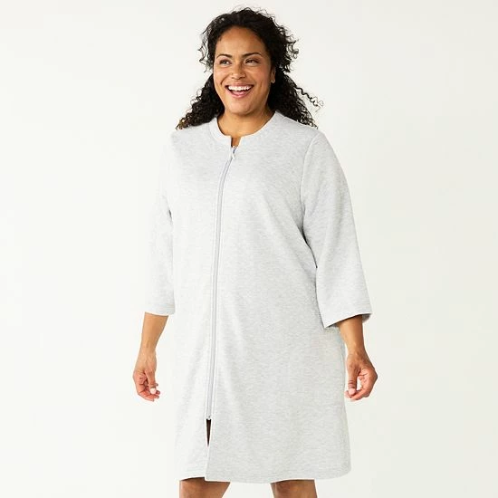 Plus Size Croft & Barrow® Quilted Zip Duster Robe Navy - Image 4