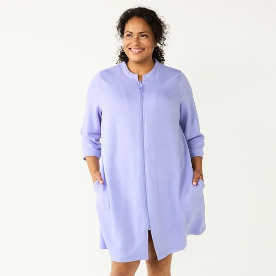 Plus Size Croft & Barrow® Quilted Zip Duster Robe Navy - Image 5