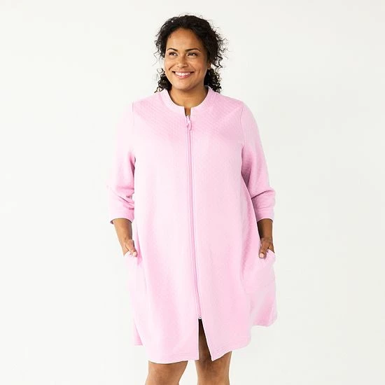 Plus Size Croft & Barrow® Quilted Zip Duster Robe Navy - Image 6