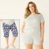 Plus Size Croft & Barrow® 3-Piece Pajama Top, Pajama Shorts & Pajama Skimmers Sleep Set Navy Multi Floral