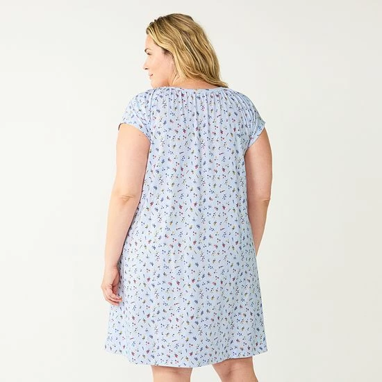 Plus Size Croft & Barrow® Short Sleeve Cotton Nightgown Lavender Floral - Image 2