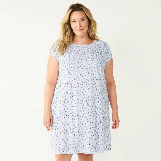 Plus Size Croft & Barrow® Short Sleeve Cotton Nightgown Lavender Floral - Image 4