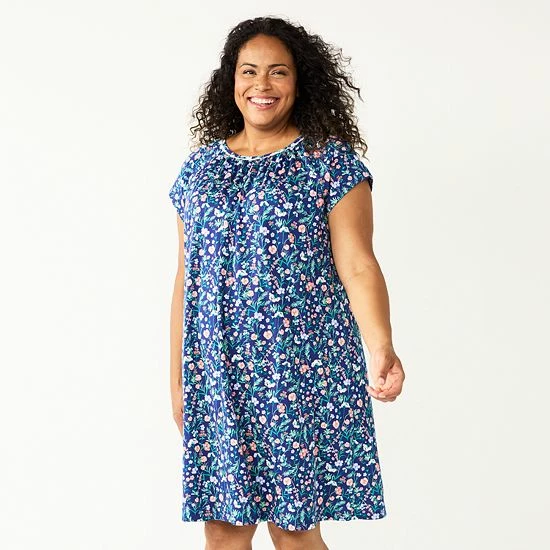 Plus Size Croft & Barrow® Short Sleeve Cotton Nightgown Lavender Floral - Image 5