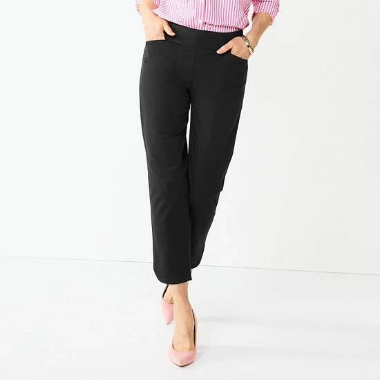 Petite Croft & Barrow® Effortless Stretch Ankle Pants Black - Image 2