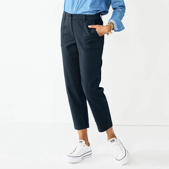 Petite Croft & Barrow® Utility Ankle Pants Navy - Image 4