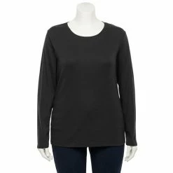 Plus Size Croft & Barrow® Essential Crewneck Tee Mineral Black