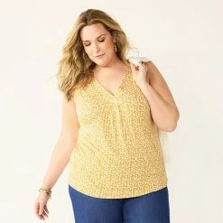 Plus Size Croft & Barrow® Tank Pink Mod Tile