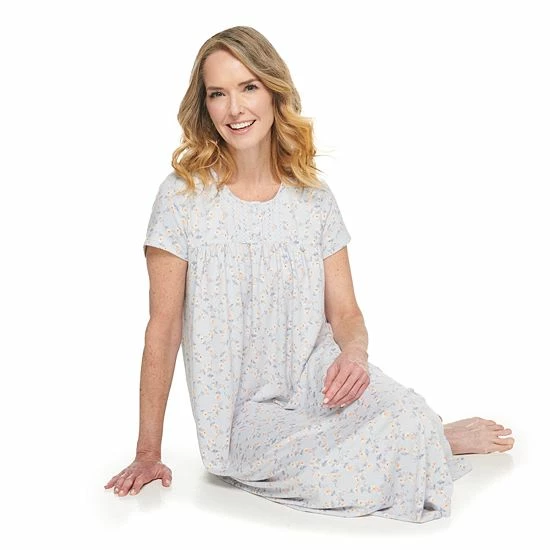 Women's Croft & Barrow® Short Sleeve Henley Nightgown Pink Scrolls - Image 2