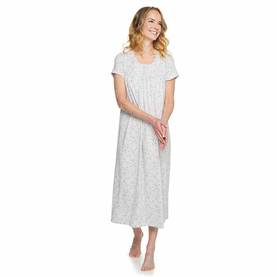 Women's Croft & Barrow® Short Sleeve Henley Nightgown Pink Scrolls - Image 4