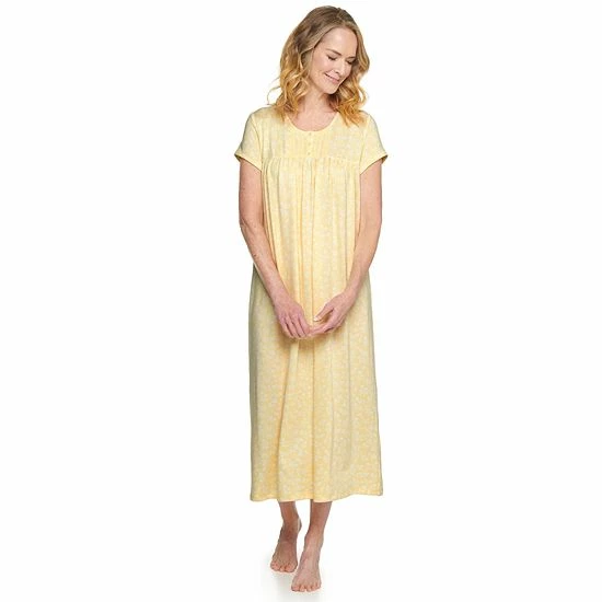 Women's Croft & Barrow® Short Sleeve Henley Nightgown Pink Scrolls - Image 5