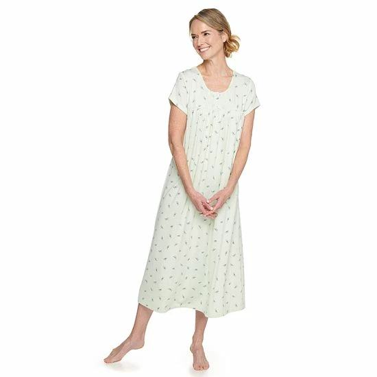 Women's Croft & Barrow® Short Sleeve Henley Nightgown Pink Scrolls - Image 7