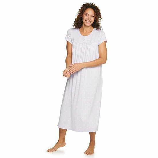 Women's Croft & Barrow® Short Sleeve Henley Nightgown Pink Scrolls - Image 8