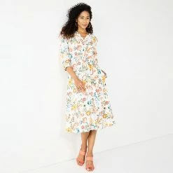 Women's Croft & Barrow® Floral Peasant Shirt Dress