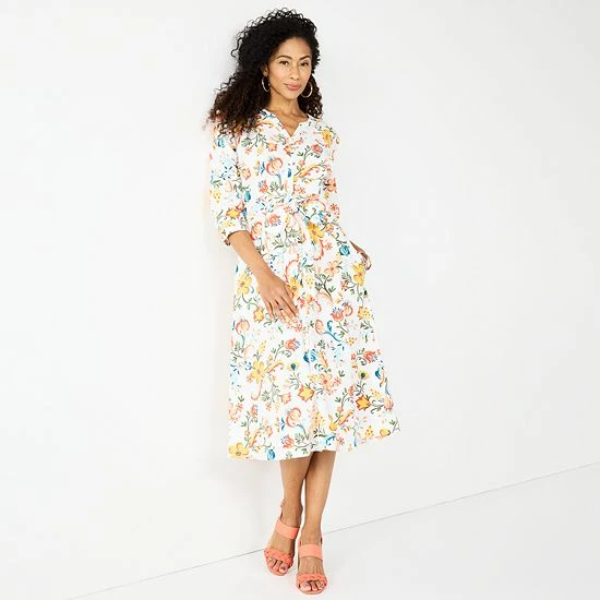 Women's Croft & Barrow® Floral Peasant Shirt Dress