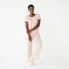 Petite Croft & Barrow® Short Sleeve Pajama Top & Pajama Pants Sleep Set White Scottie