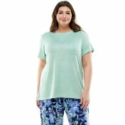 Plus Size Croft & Barrow® Whisperluxe Pajama Tee With Pocket Gray Heather