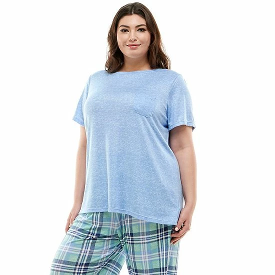 Plus Size Croft & Barrow® Whisperluxe Pajama Tee With Pocket Gray Heather - Image 5