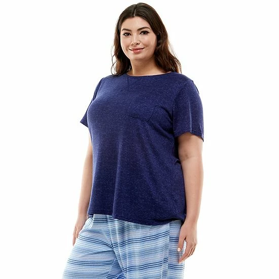 Plus Size Croft & Barrow® Whisperluxe Pajama Tee With Pocket Gray Heather - Image 6