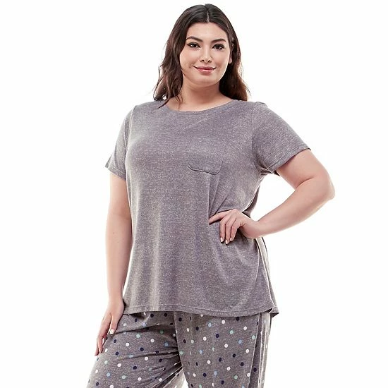 Plus Size Croft & Barrow® Whisperluxe Pajama Tee With Pocket Gray Heather - Image 7