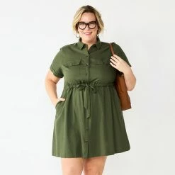Plus Size Croft & Barrow® Belted Utility Dress Watermelon